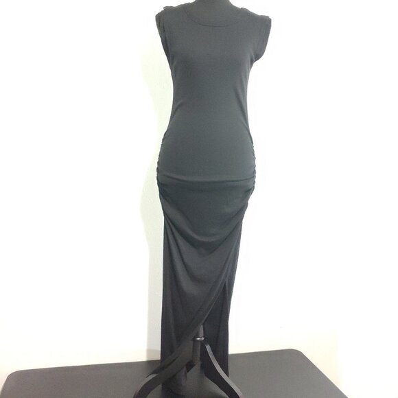 Michael Stars Sleeveless Ruched  Dress Bodycon Maxi Small Black - Picture 1 of 9